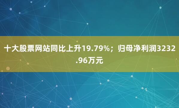 十大股票网站同比上升19.79%；归母净利润3232.96万元
